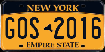 NY license plate GOS2016