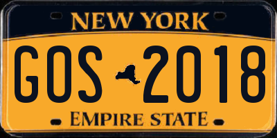 NY license plate GOS2018