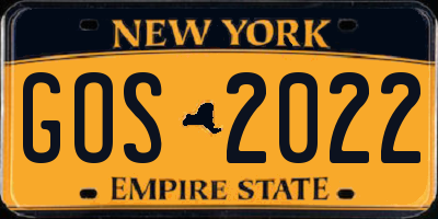 NY license plate GOS2022