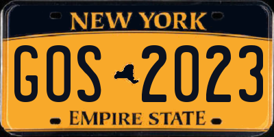 NY license plate GOS2023