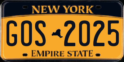 NY license plate GOS2025