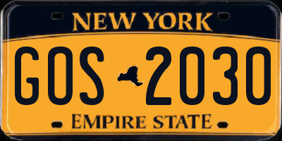 NY license plate GOS2030