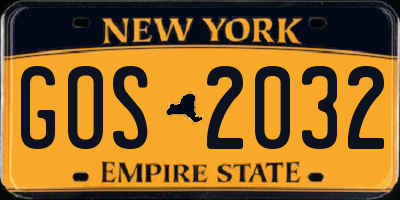 NY license plate GOS2032