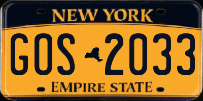 NY license plate GOS2033