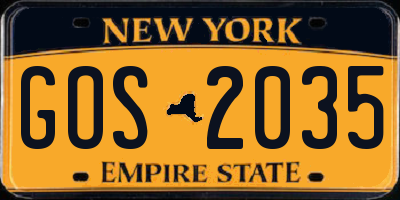 NY license plate GOS2035