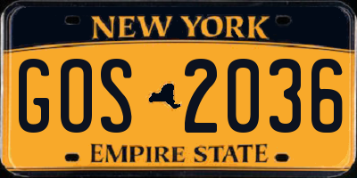 NY license plate GOS2036