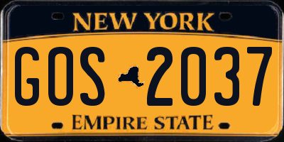 NY license plate GOS2037