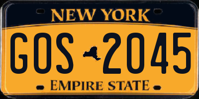 NY license plate GOS2045