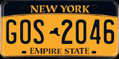 NY license plate GOS2046