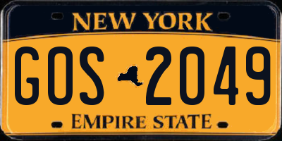 NY license plate GOS2049
