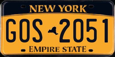 NY license plate GOS2051
