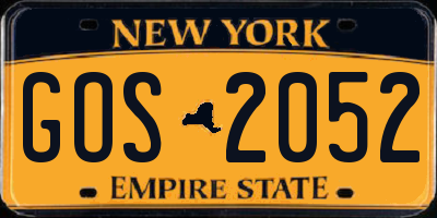 NY license plate GOS2052