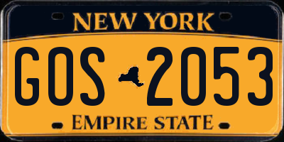NY license plate GOS2053