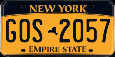 NY license plate GOS2057