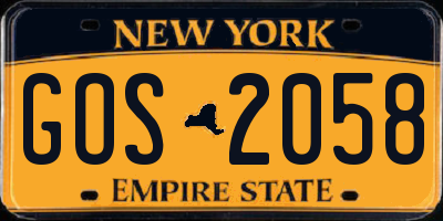 NY license plate GOS2058