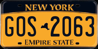NY license plate GOS2063