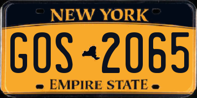 NY license plate GOS2065