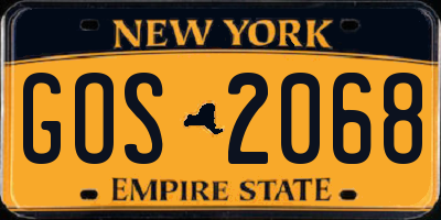 NY license plate GOS2068