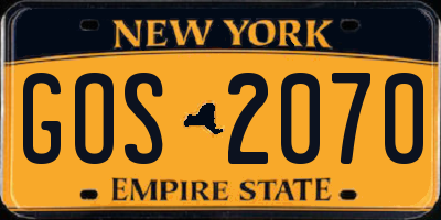NY license plate GOS2070