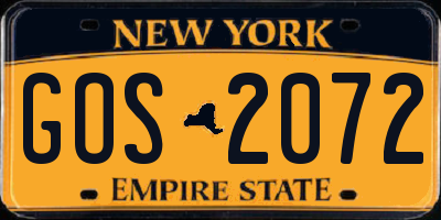 NY license plate GOS2072