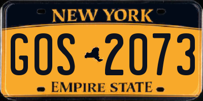 NY license plate GOS2073