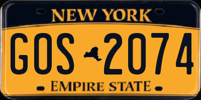 NY license plate GOS2074