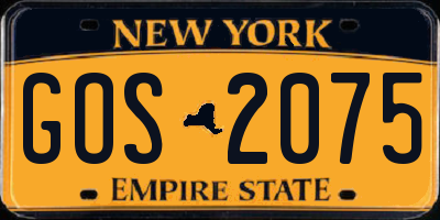NY license plate GOS2075
