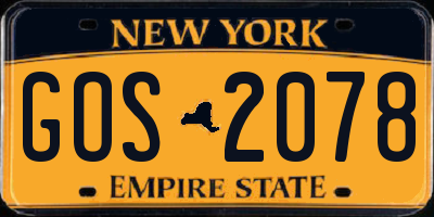 NY license plate GOS2078