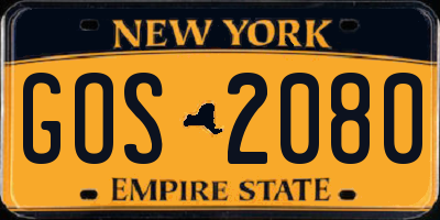 NY license plate GOS2080