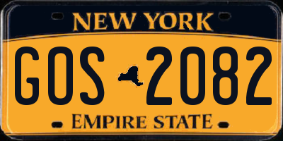 NY license plate GOS2082