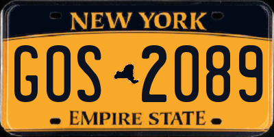 NY license plate GOS2089