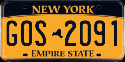 NY license plate GOS2091