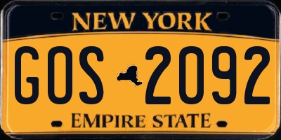 NY license plate GOS2092