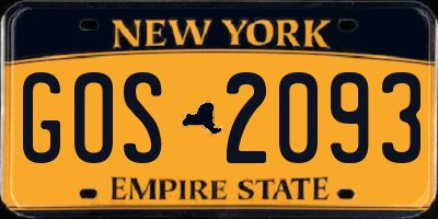 NY license plate GOS2093