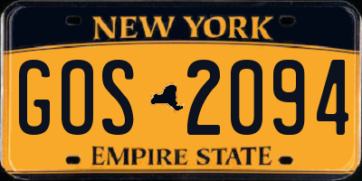 NY license plate GOS2094