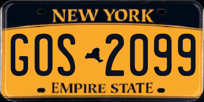 NY license plate GOS2099