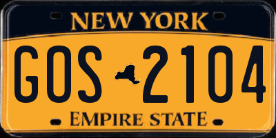 NY license plate GOS2104