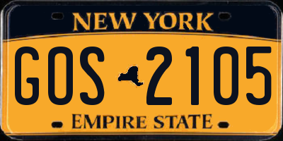 NY license plate GOS2105