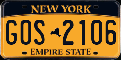 NY license plate GOS2106