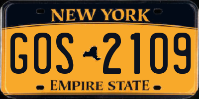 NY license plate GOS2109