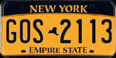 NY license plate GOS2113