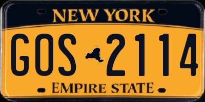 NY license plate GOS2114