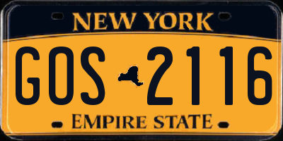 NY license plate GOS2116