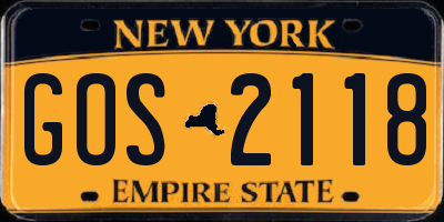 NY license plate GOS2118