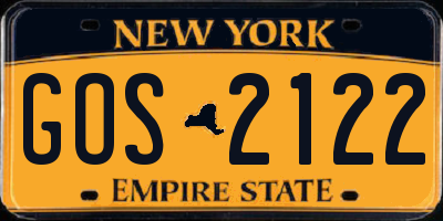 NY license plate GOS2122