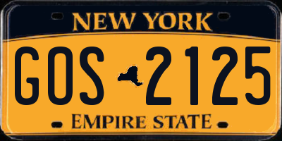 NY license plate GOS2125