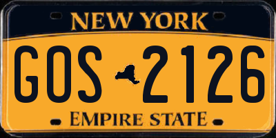 NY license plate GOS2126