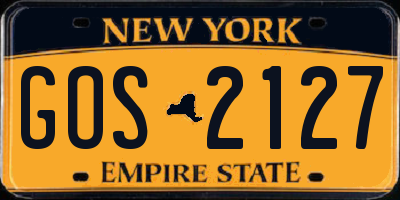 NY license plate GOS2127