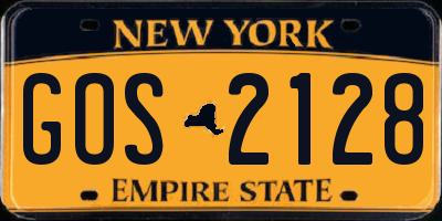 NY license plate GOS2128