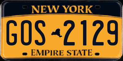 NY license plate GOS2129